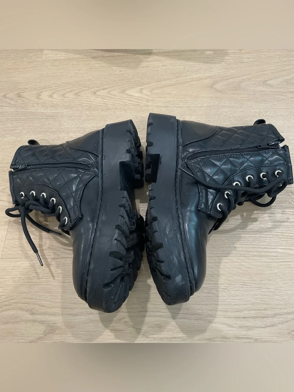 Steve Madden Black Lug Sole Combat Boots